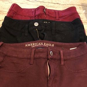 3 pairs American Eagle super stretch jeggings